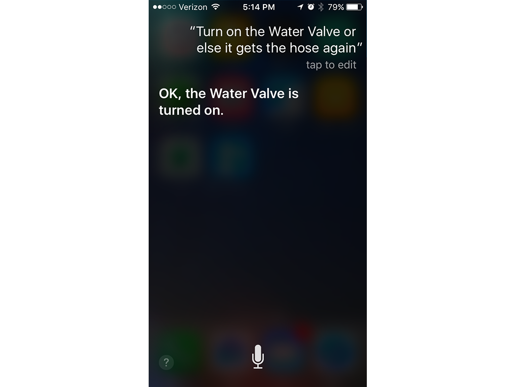 Asking Siri nicely to turn on the water valve